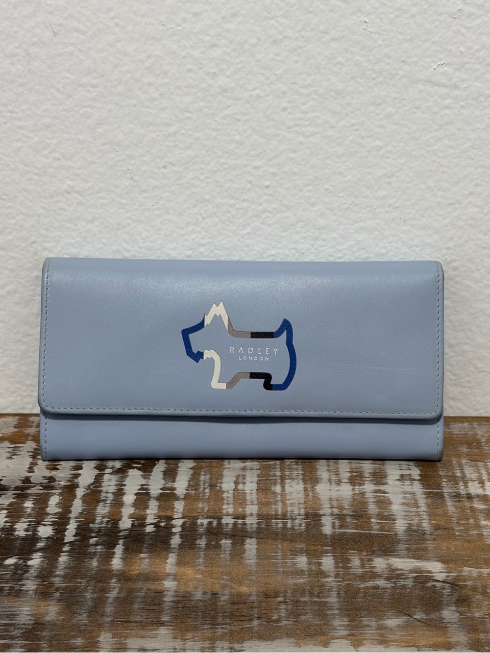 Radley London Light Blue Leather Scottie Long Wallet - Excellent Condition
